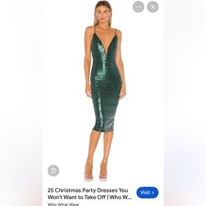 Dazzling Emerald Sequin Midi Dress